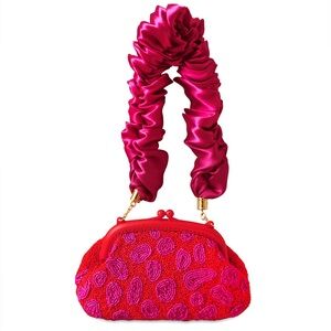 Pink & Orange Beaded Clutch Bag